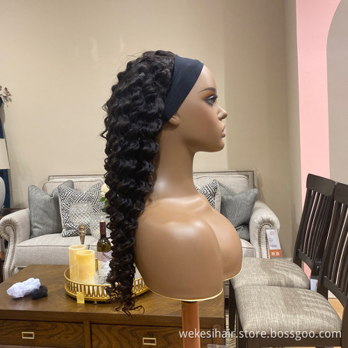 Easy to Wear Head Band Wigs Human Hair Wig With Band For Black Women Non Lace Hair Band With Wig